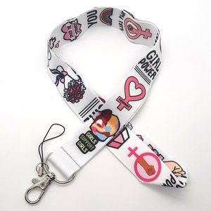 Feminist Girl Power Lanyard WHITE